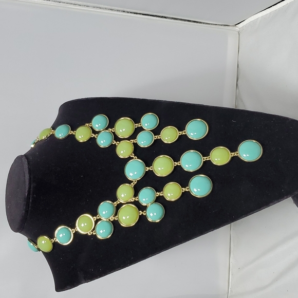 Gold Summer Statement Necklace With Glass Stones - Picture 1 of 5